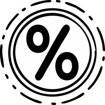 por ciento firmar icono en circulo con rayado frontera aislado vector