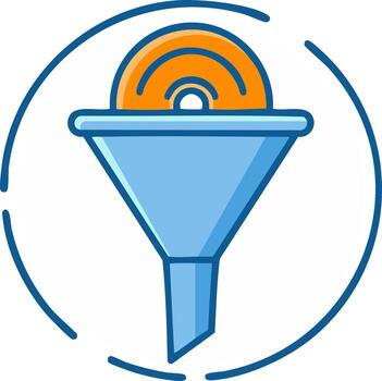 Data funnel icon processes information inside a circle outline design element vector