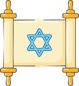 Illustration of a scroll with the Star of David symbol vector