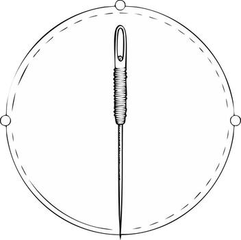 Stylized sewing needle with thread eye in circular outline symbol for craft fashion vector