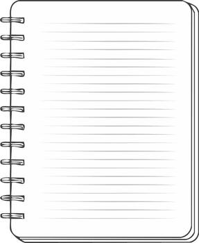 Minimalist illustration of an open spiral notebook with ruled blank pages vector