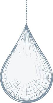 Abstract Water Drop Form Hanging from Chain Hand Drawn Graphic Element Design Art vector