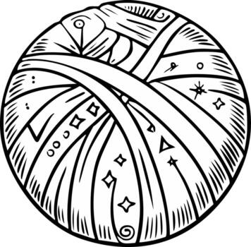 resumen místico cósmico esfera ilustración con estrellas y simbólico etéreo patrones vector