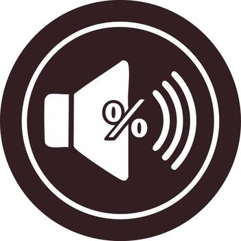 White speaker icon with a slashed zero percent symbol inside a dark circle, signifying mute or no sound vector