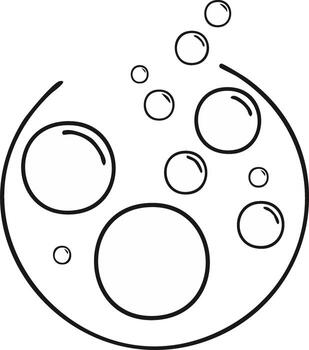 Abstract effervescent bubbles rising from a round container outline illustration vector