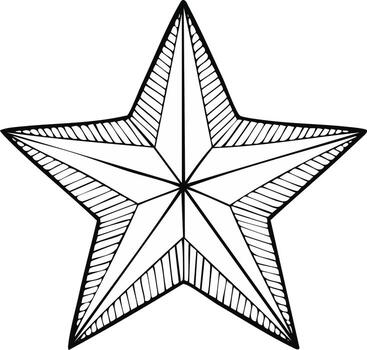 Decorative Hand Drawn Five Pointed Star with Intricate Geometric Lines and Textured Hatching Outline vector