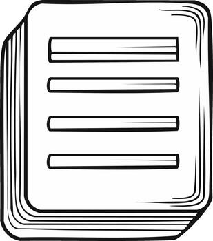 Sketch style document icon with a stack of papers line art illustration vector