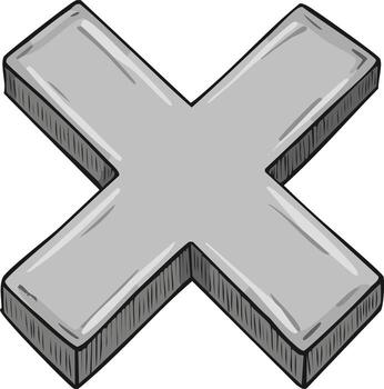 Gray X Mark Cross Hatch Style Symbol Design Element Graphic Illustration vector