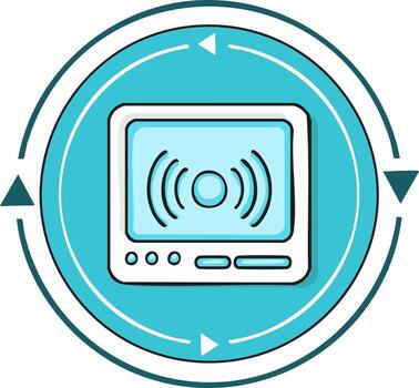 Modern graphic of a wireless device with a circular arrow symbol vector