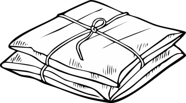 Illustration of Two Wrapped Packets Stacked and Tied with String vector