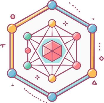 Sacred Geometry Metatron Cube Symbolism with Hexagon and Inner Cube vector