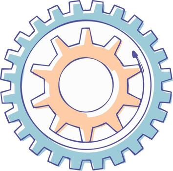 Gears rotation, process, operation symbol. Teamwork, connection, cooperation concept vector