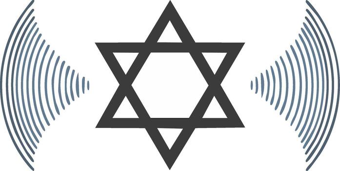 Star of David with Radio Waves Symbolizing Connection and Communication vector