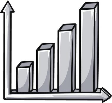 dibujado a mano bar gráfico demostración hacia arriba tendencias y crecimiento con flecha señalando Derecha vector