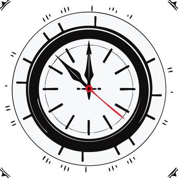 Stylized clock face showing time drawing attention to time abstractly ticking forward in illustration vector