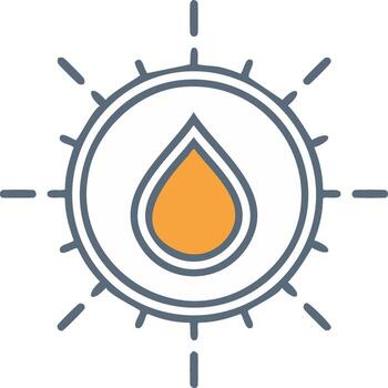 Icon Graphic Water Drop with Solar Rays in Circular Design Representing Energy Solutions vector