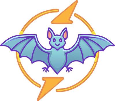 Animated Blue Bat Character Flying in Circular Path with Arrows Halloween Design vector