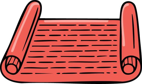 Stylized red scroll with black text and rolled edges a document unfurled vector