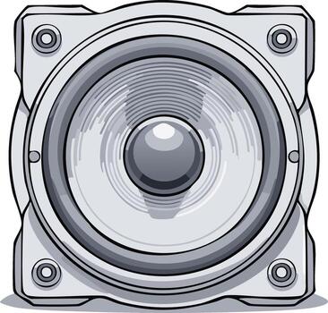 Modern Square Audio Speaker With Circular Woofer and Bullet Tweeter vector