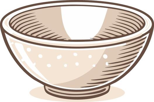 Graphic depiction of a round bowl with a pattern of dots and sketched lines vector