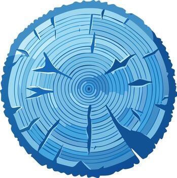 Blue Tree Trunk Slice Showing Age Rings and Texture with a Distressed Appearance vector