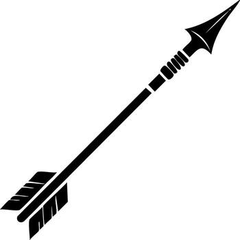 Classic black arrow symbol with fletching and arrowhead on a white background vector