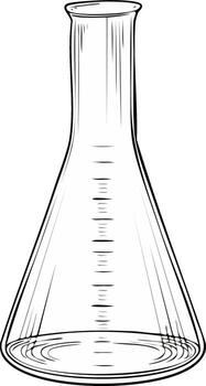 Simple Line Drawing of a Glass Laboratory Erlenmeyer Flask vector