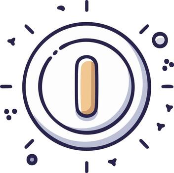 dibujos animados giro en poder cambiar botón marcar con ligero rayos, digital ilustración vector