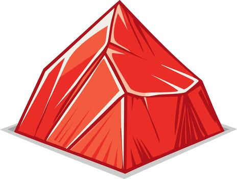 Geometric red gem illustration with light and shadow effects and outlines vector