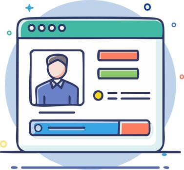 usuario perfil página ilustración con un avatar y datos campos dentro un web navegador ventana vector