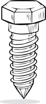 Screws with Sharp Tip Fastening Element Illustration, Precision Mechanics, Screw Design, and Engineering Concepts vector