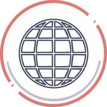 estilizado globo contorno con circular marco elemento representa en todo el mundo web conexión vector