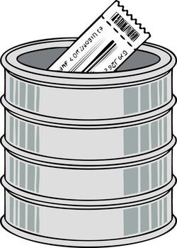 Single ticket placed in a stacked container with barcode pattern vector