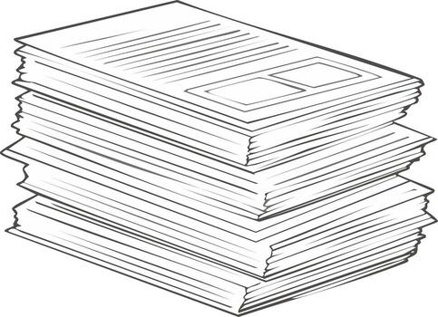 Stack of paper sheets with lines and squares sketch style illustration vector