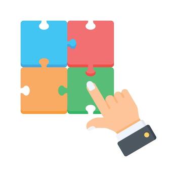 Puzzle pieces fitting together, symbolizing teamwork and collaboration. vector