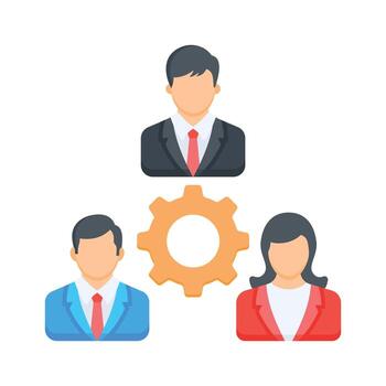 Business team with gear symbolizing coordination, teamwork, and project management vector