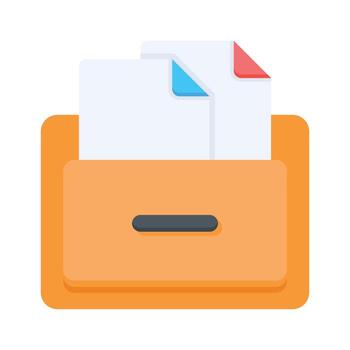 oficina archivo carpeta con documentos representando organización y datos administración vector