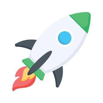 cohete icono, simbolizando el comienzo o lanzamiento de un proyecto. vector