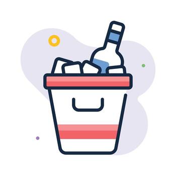 Chilled champagne bottle in ice bucket for parties, Ready to use icon.., vector