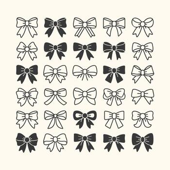 Art of a collection of handdrawn bow tie icons in various styles, isolated on a, perfect for design elements vector