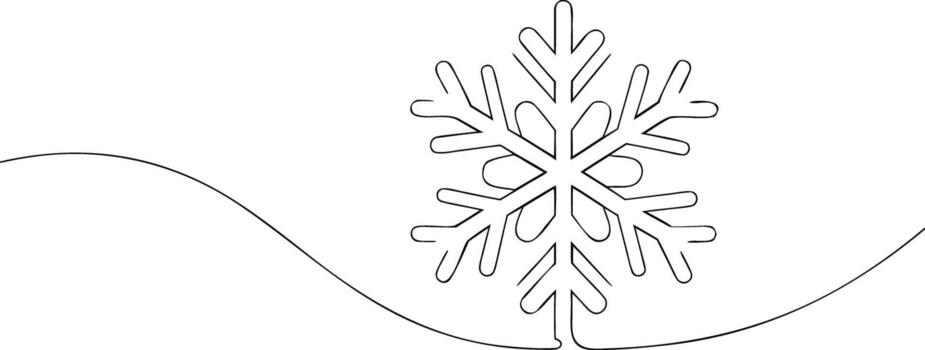 Black outline snowflake on white background with curved lines vector