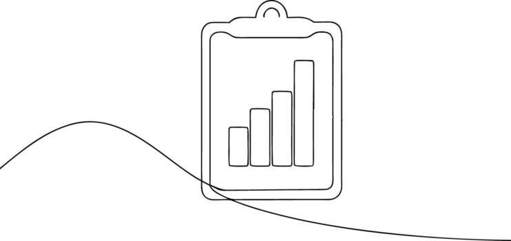 Clipboard with bar chart icon and wavy line graph data vector
