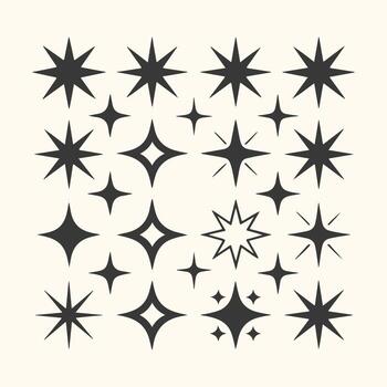 Art of a collection of sparkling starbursts and glitter elements, isolated on a, perfect for adding a touch of magic and shine to designs vector