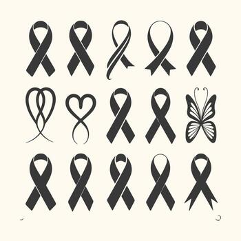 Art of collection of various awareness ribbons and a butterfly, symbolizing support and hope for different causes, isolated on a light background vector