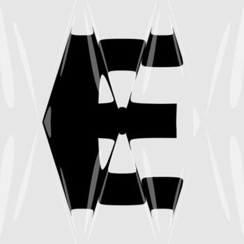 Abstract letter E distorted through liquid glass and light refraction. Black and white experimental typography with sleek optical curves and glossy reflections. Ideal for modern posters vector