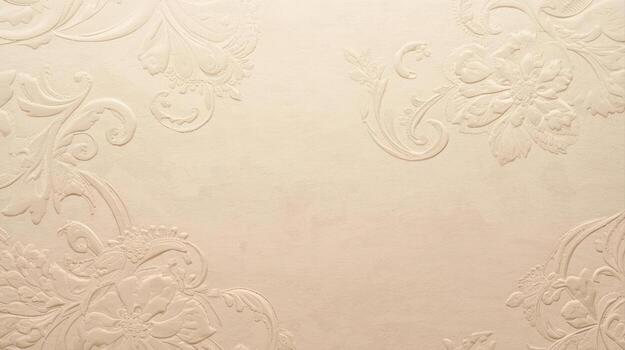 elegante beige superficie exhibiendo floral realce creando un suave texturizado antecedentes con un sofisticado y eterno diseño estético general. foto