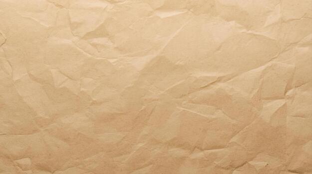 Close up of crinkled craft paper creating an abstract pattern with its brown texture offe a versatile background or artistic surface. photo