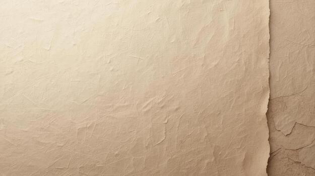 Textured paper surface shows a transition to a rougher edge on the right, suggesting handmade or aged quality with subtle shades of beige tones. photo
