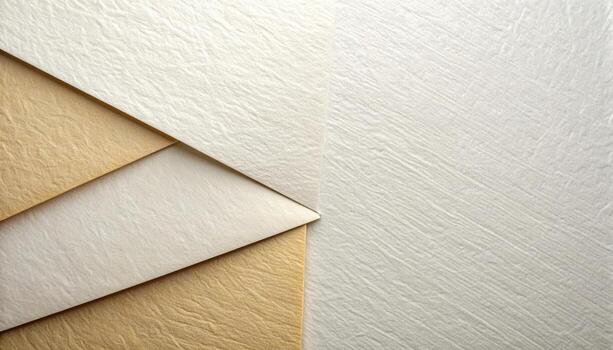 Abstract design showcases textured paper layers in cream, beige, and white, providing a sophisticated, minimalist background texture. photo