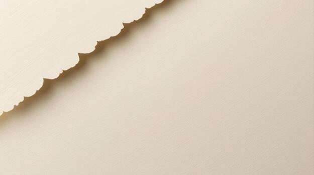 Torn cream paper edge with texture casting soft shadow creates a neutral background for design elements and artistic presentation beautifully. photo